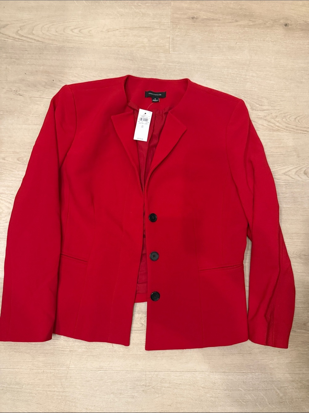 Ann Taylor Red Three-Button Tailored Blazer